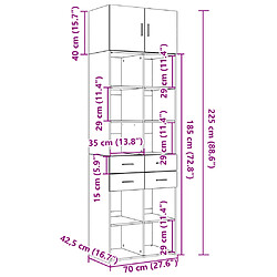 vidaXL Armoire de rangement chêne brun 70x42,5x225cm bois d'ingénierie pas cher