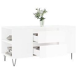 Avis vidaXL Table basse blanc brillant 102x44,5x50 cm bois d'ingénierie