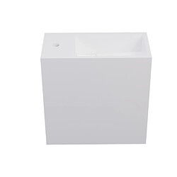 Vente-Unique Lave main suspendu blanc en solid surface avec niche - Robinetterie à gauche - 40 cm - PUMORI