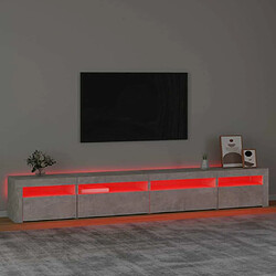 Maison Chic Meubles TV avec lumières LED - Banc TV pour salon Gris béton 270x35x40 cm -MN68549 pas cher