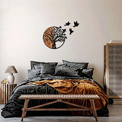 Hanah Home Décoration murale en bois et métal Walnut Arbre et oiseaux en vol.