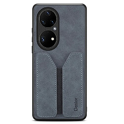 Coque en TPU + PU hybride avec porte-carte élastique gris pour votre Huawei P50