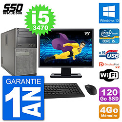 PC Tour Dell 7010 Ecran 19" Intel Core i5-3470 RAM 4Go SSD 120Go Windows 10 Wifi - Occasion