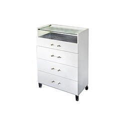 Dansmamaison Commode 4 tiroirs 1 niche Blanc/Marbre gris - DAIMANA