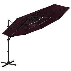 vidaXL Parasol de jardin à 4 niveaux mât en aluminium rouge bordeaux