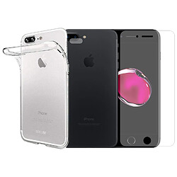 Protection intégrale Verre Trempé pour iPhone 8 Plus + Verre Trempé Caméra Arrière + Coque souple silicone transparente -Visiodirect-