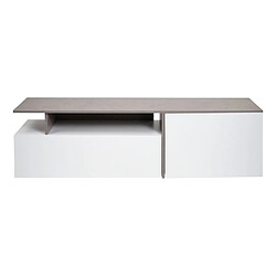 Avis Decoshop26 Meuble TV avec deux grands compartiments de rangement avec portes 45x161x40 cm MDF aspect béton blanc 04_0007855