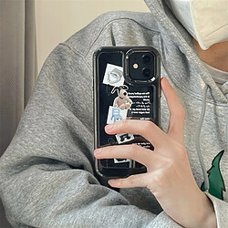 GUPBOO Étui pour iPhone12 Étiquette anglaise chien transparent noir étui de téléphone portable tendance créatif doux