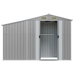 Helloshop26 Abri de jardin cabane cabanon maison de stockage remise extérieur hangar outils robuste 277 x 93 x 179 cm acier galvanisé gris 02_0022239