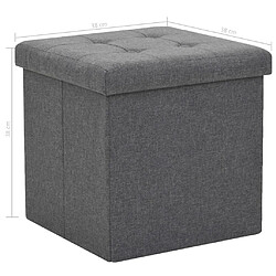 vidaXL Tabouret de rangement pliable Gris foncé Faux lin pas cher