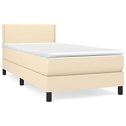 vidaXL Sommier à lattes de lit avec matelas Crème 100x200 cm Tissu