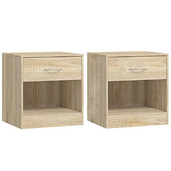 vidaXL Table de chevet 2 pcs avec tiroir Couleur de chêne