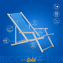 Beach And Garden Design 2 Transat chaises de plage pliantes mer plage accoudoirs aluminium Riccione Gold Lux | Bleu