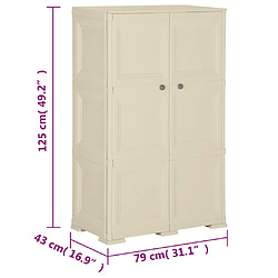 vidaXL Armoire plastique 79x43x125 cm design de bois blanc angora pas cher