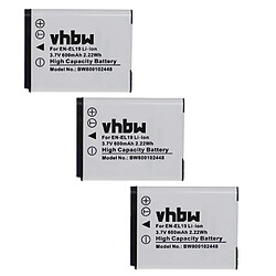 vhbw 3x Batteries remplacement pour Sony NP-BJ1 pour appareil photo, reflex numérique (600mAh, 3,7V, Li-ion)