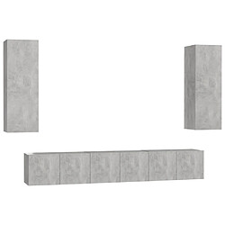 Maison Chic Ensemble de meubles TV 5 pcs | Banc TV Moderne pour salon | Meuble de Rangement - Gris béton Aggloméré -MN48926