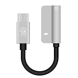 Wewoo Câble d'adaptateur audio Hat-Ptince Type-C à Type-C et Jack 3.5mm, pour Galaxy, Google, LG, Sony, Huawei, Xiaomi, Lenovo et autres téléphones Android (Argent)