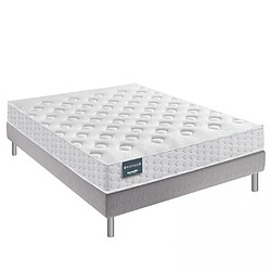 Inside 75 Ensemble Dunlopillo 140*190 cm EUGEN 3 21 cm matelas mémoire de forme sommier déco jeu de 4 pieds gris