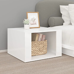 Maison Chic Table de chevet,Table de Nuit,Meuble de Rangement Blanc brillant 57x55x36 cm Bois d’ingénierie