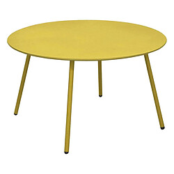 ALIZÉ Table basse jardin ronde en acier Rio 70 cm moutarde.