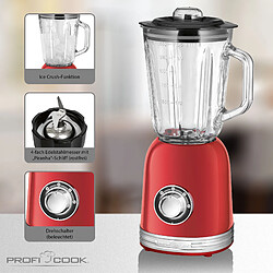 Avis Blender Mixeur, Vintage, 1,5 Litre, 2 Vitesses + Turbo, sans BPA, Ice Crusher, 800, Rouge, Proficook, UM 1195