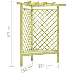 Acheter vidaXL Pergola d'angle avec siège 130x130x197 cm Pin imprégné