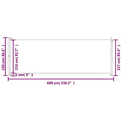 vidaXL Auvent latéral rétractable de patio 220x600 cm Gris pas cher