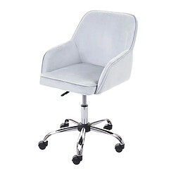 Decoshop26 Fauteuil chaise de bureau sur roulettes pivotant style rétro en tissu velours gris 04_0001849