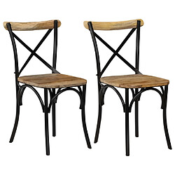 vidaXL Chaises à dossier croisé lot de 2 noir bois de manguier solide