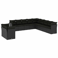 Maison Chic Salon de jardin 11 pcs avec coussins | Ensemble de Table et chaises | Mobilier d'Extérieur noir résine tressée -GKD29125