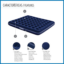 Avis Matelas de Camping Gonflable Bestway Horizon Taille King Size 203x183x22 cm Supporte jusqu'à 300 Kg Couleur Bleu