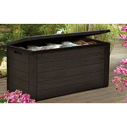 TOOD Malle de rangement en resine - 300 L - Marron aspect bois - 120 x 46 x 58 cm