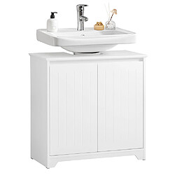 SoBuy BZR108-II-W Meuble sous Lavabo de Salle de Bain, Meuble sous évier, Meuble sous Vasque, Meuble évier de Cuisine avec 2 Portes