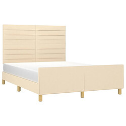 Avis Maison Chic Lit adulte - Cadre Structure de lit avec tête de lit Contemporain Crème 140x190 cm Tissu -MN11887