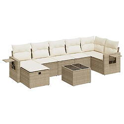 vidaXL Salon de jardin avec coussins 8 pcs beige résine tressée