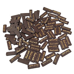 50 étiquettes en bois faites à la main étiquette de boutons pour scrapbooking 30mm brun