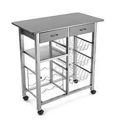 Versa Chariot de cuisine avec roulettes et tiroirs Leicester 76x40x82cm,Bois et métal, Gris