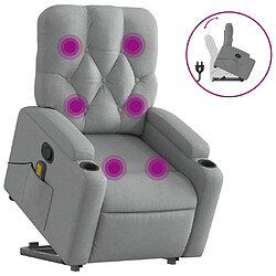 vidaXL Fauteuil de massage inclinable Gris clair Tissu