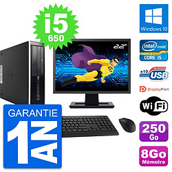 PC HP 8100 Elite SFF Ecran 22" Core i5-650 RAM 8Go Disque 250Go Windows 10 Wifi - Occasion