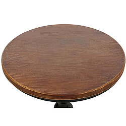 Avis Mendler Table de bar HWC-N23, table de comptoir table de bistro réglable en hauteur pivotante repose-pieds Industrial fer massif-bois Ø 50cm ~ brun