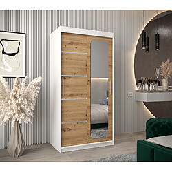 Abiks Meble Armoire PROMO V2 À Portes Coulissantes 200/100/62 2 Portes (Blanc/Artisan)