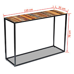 vidaXL Table console Bois de récupération massif 110x35x76 cm pas cher