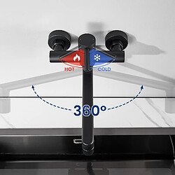Cecipa max Mitigeur de Cuisine Mural, Robinet Evier Mural avec 2 Jets, Noir Mitigeur Cuisine Pivotant à 360° Robinetterie d'évier,EU Modèle pas cher