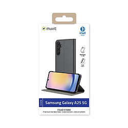 Muvit Étui de Protection pour Samsung Galaxy A25 5G Folio Stand Noir