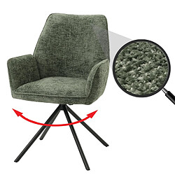 Decoshop26 Chaise de salle à manger avec accoudoir assise rotatif en tissu chenille bleu-vert 04_0006274