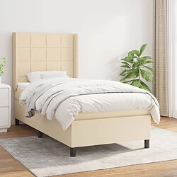 Maison Chic Lit adulte- Lit + matelas,Sommier à lattes de lit et matelas Crème 90x190 cm Tissu -GKD65296