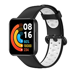 Bracelet en silicone bicolore, sangle respirante, noir/blanc pour votre Xiaomi Redmi Watch 2