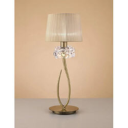 Luminaire Center Lampe de Table Loewe 1 Ampoule E27 Big, laiton antique avec Abat jour bronze