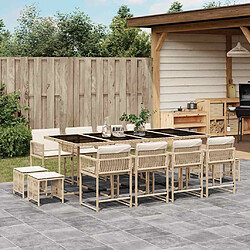 vidaXL Ensemble à manger de jardin et coussins 13 pcs beige