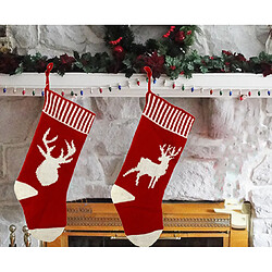 C237 2pcs Chaussettes de Noël Sac-cadeau Sac à cadeau tricoté Rouge et blanc Deer Motif Chaussettes de Noël Cheminée Pendentif